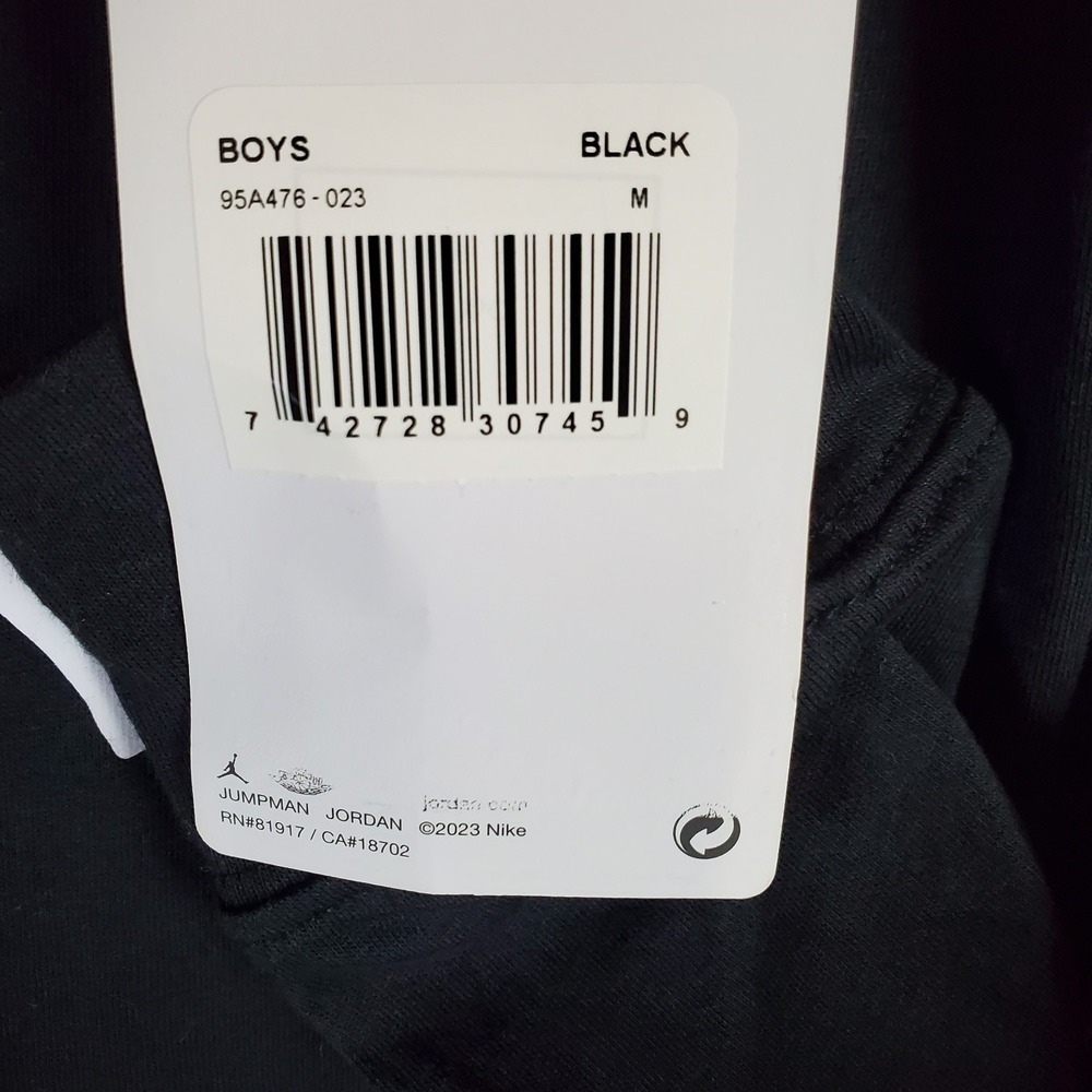 Jordan Dri-FIT Boys Shirt Medium Black Cotton Crew Neck Long Sleeve Pullover - Picture 7 of 10